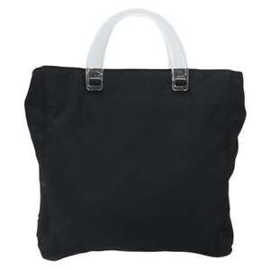 Prada Nylon Plastic Handbag Black Clear Silver